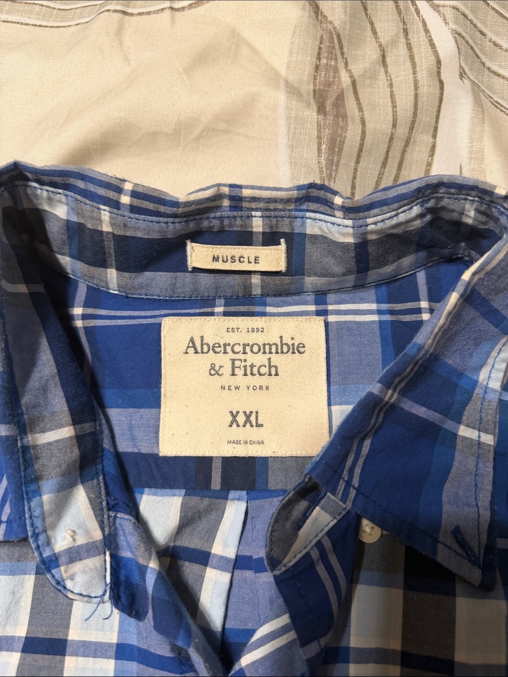 Abercrombie & Fitch Men's Blue Plaid Button-Down Shirt